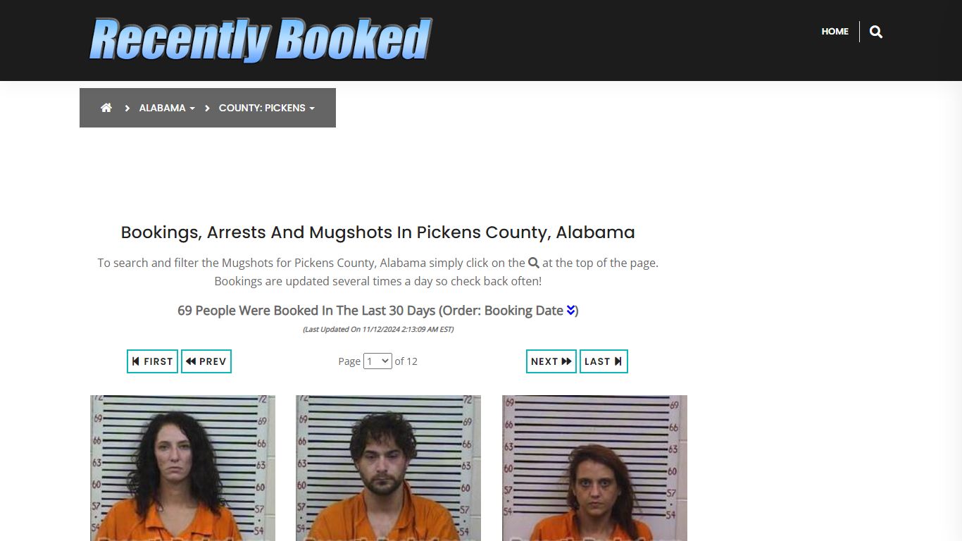 Bookings, Arrests and Mugshots in Pickens County, Alabama - Recently Booked